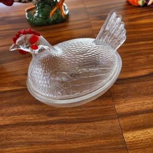 Vintage rooster candy dish.